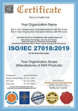 ISO 27018 2019 Certification