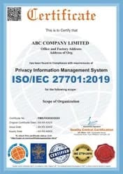 ISO 27701 2019 Certification