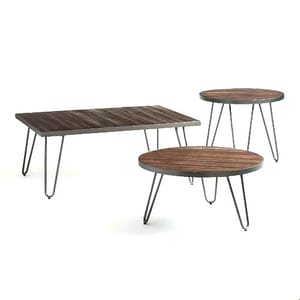 Wood Metal Center Table Set