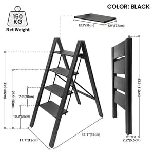 Corvids Portable & Compact 4-Steps Premium Aluminium Folding Step Ladder