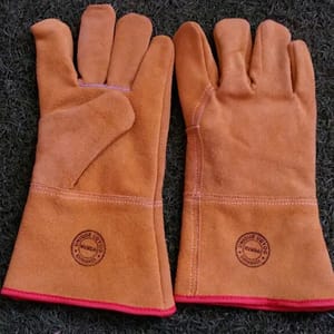 Safety Gloves Full Finger Leather Hand Gloves, For Industrial, Size: Free Size