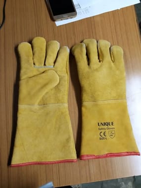 Unisex Leather(Buff/Split/Chrome) Welding Gloves, Size: Medium