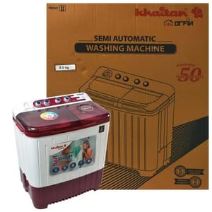 KHAITAN Semi-Automatic 8 Kg Washing Machine, White
