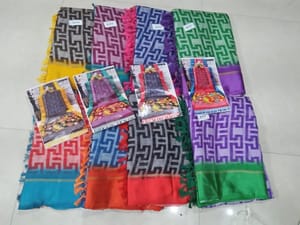 Casual Printed Linen Cotton Saree, Regular Wear, 6.3 m (with blouse