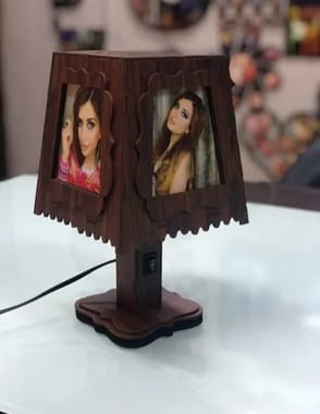Brown Sublimation Led Table Lamp, For Gift, Wood
