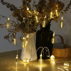 Unique Golden Spring Ball Shape Decorative 14 LED Lights For Diwali, Christmas Decoration Light