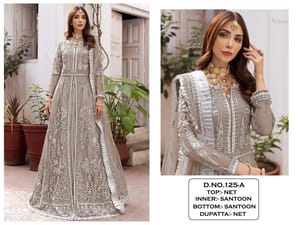 Kaleesha Fashion Present Kf 125 Net Embroidery Pakistani Long Salwar