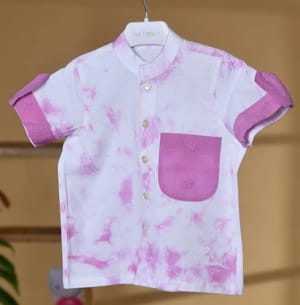 Purple And White Kid Cotton Printed Shirt