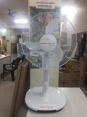 White Solar Ac Dc Table Fan