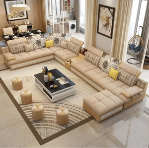U Shape Wooden Designer Sofa Set