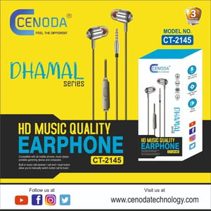 Grey Cenoda Dhamal Series Earphones, Model Name/Number: HF-CT2106