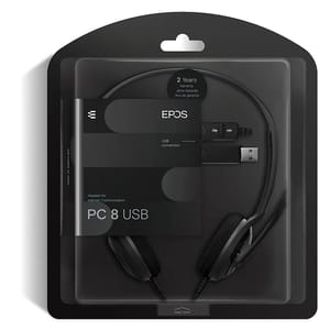 Epos PC8 Over-Ear USB, Wired VOIP Headphone With Mic, Black