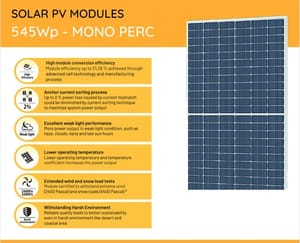 Premier Mono PERC 550 Wp Monocrystalline Solar PV Panel