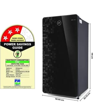 Black Godrej 3 Star Single Door Refrigerator, Capacity: 200-300 L