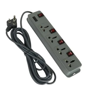 4 Extension Board Power Strip With Switch, Indicator, Surge Protectors Gray