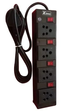 Plastic 4 Pin Ximo Black Power Strip, For Electric Fitting, 240 V