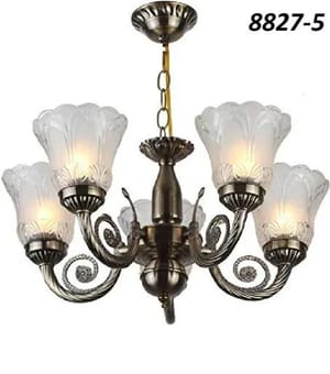 Glass,Metal 5 Light Antique Chandeliers, Hanging, Candle-Style