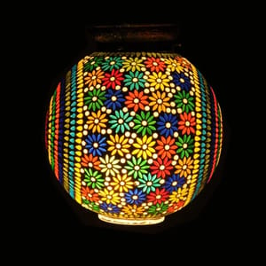 Glass Detailed Flower Hanging Mosaic Lamp