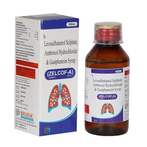 Zelcof-A Allopathic Levosalbutamol Sulphate Ambroxol Hydrochloride & Guaiphenesin Syrup, Packaging Type: Bottle