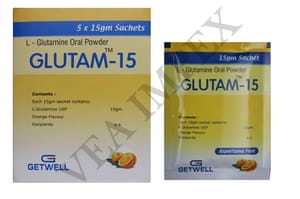 Glutam 15 gm (L-Glutamine Sachets), Getwell, Packaging Type: Pouches