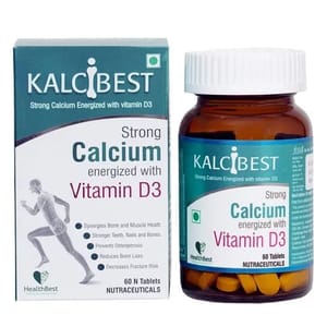 Healthbest Kalcibest Calcium Vitamin D3 Tablets, Pack of 60