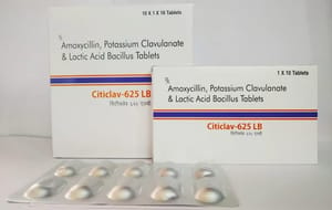 CITICLAV-625 Amoxycillin,Potassium Clavulanate,Lactic Acid Bacillus Tablets, Packaging Size: 10*1*10