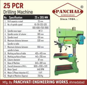 PANCHAL 25mm Long Center Bench Drill Machine Heavy Duty, Spindle Travel: 158, Drilling Capacity (Steel): 25