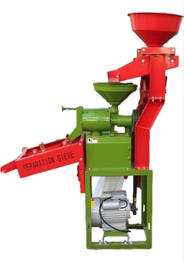 MS Semi-automatic Double Vibreting Screen Mini Rice Mill, Single Phase, Capacity: 180 kg/Hr