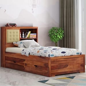 Sheesham Wood Wooden Single Bed, With Storage