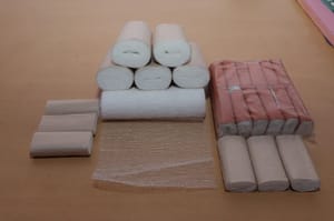 White Short Stretch Compression Surgical Cotton Bandage, For Hospital, Size: 5 Meter (length)