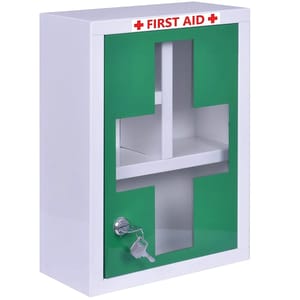Metal Large First Aid Box Wall Mountable Type (Green), For Medical