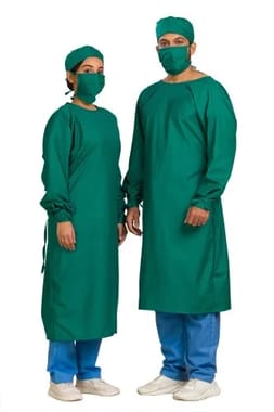 Green Operation Theater Gown with Cap and Mask, For Hospital
