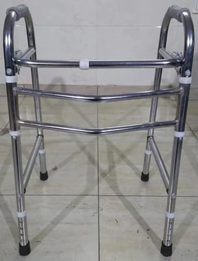 Material: Stainless Steel Silver Height Adjustable Folding Walker, For Hospital, 22 inches