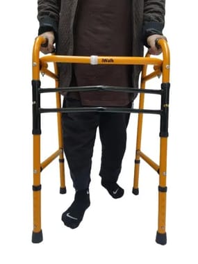 Material: Mild Steel MS Yellow Folding Walker, For Personal