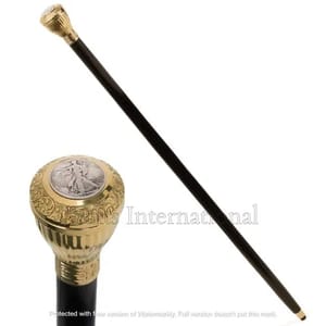 Wooden Crook Neck Walking Stick With Brass Handle