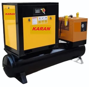 Karan 7.5 HP - 10 HP Tank Mounted Screw Air Compressor, Maximum Flow Rate: 40 - 1200 CFM