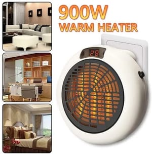 ABS Plastic Multicolor Electric Round Flame Room Heater 900W With Remote Control, 240