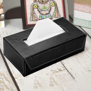 Leatherite Black Tissue Paper Box