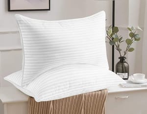 White Satin Stripe Pillow, For Hotel, Shape: Rectangular