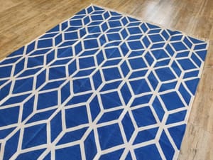 Cotton Blue Handmade Home Decor Area Rug,Eco Friendly Handloom Rug, For Floor, Rectangular