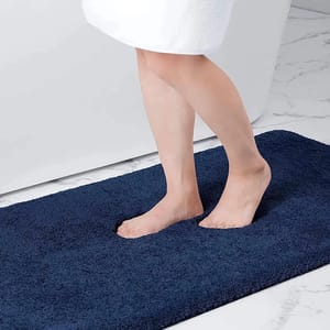 Blue Super Soft Microfiber Bathroom Mat, Mat Size: 20 x 30 Inch