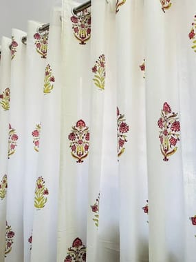 7 Feet Handblock Printed Curtain Set