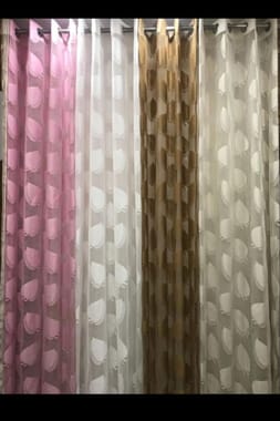 Polyester Printed Maroon Leaf Print Net Curtain, Size: 7x4feet