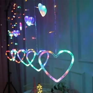 6+6 Heart 138 LED Multicolor Curtain Light, Plug-in, 220 V