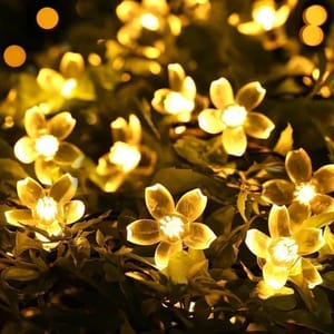 LED Warm White Silicone Flower String Lights, For Decoration, Plug-in