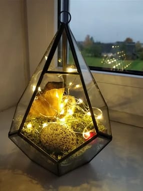 Maccart India Mild Steel Gold Plated Terrariums T Light Decoration For Outdoor And Indoor