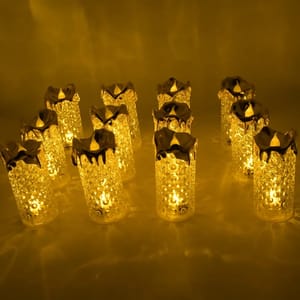 GOLD FLAMELESS CANDLES LED LIGHT FLAMELESS AND SMOKELESS DECORATIVE 8441