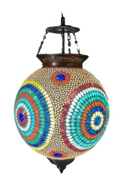 Multicolor Glass mosaic Hanging Lamps 12", Corded Electric