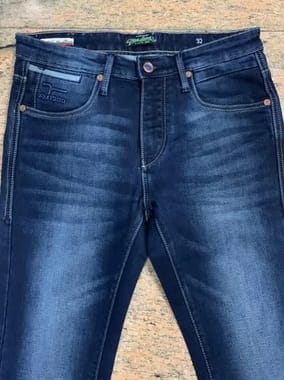 Slim Fit Faded Original Denim Jeans, Blue
