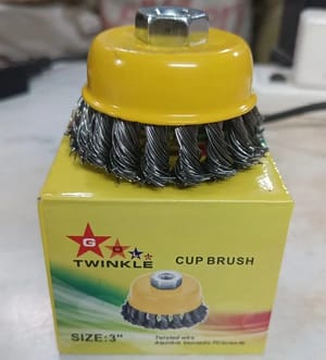 Twisted Grey Twinkle gold 3inch and 4" cup brush, Maximum RPM: 4500, Brush Size: 2 - 5 inch